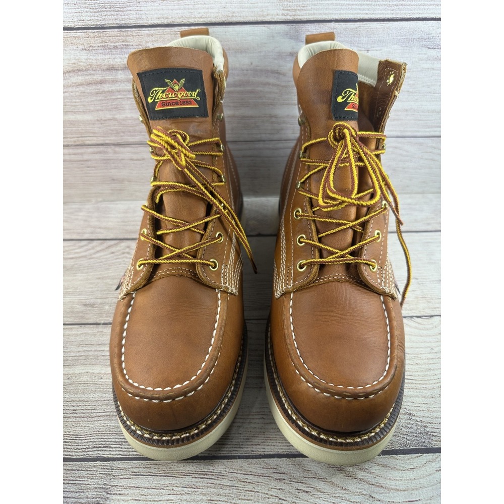 Thorogood 814-4200 Moc Toe Boots Men's 10.5 D USA Made Tobacco Leather - Picture 2 of 10